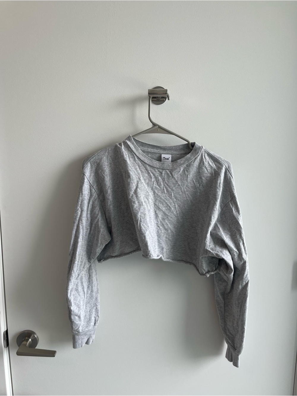 TNA Light Heather Gray Cropped Long Sleeve
